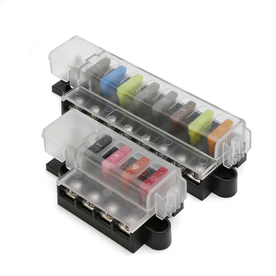 Fuse Box 4 8 Way 12V Auto Marine ATC / ATO Blade ST Fuse Block Holder with Cover 30A Per Circuit Screw Pan