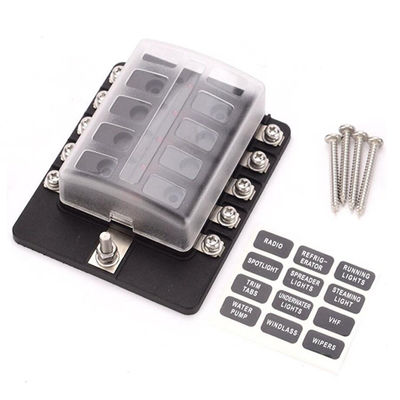 100A Input 30A Output 10P Blade Fuse Holder 10 Way ATO Fuse Block with Stickers