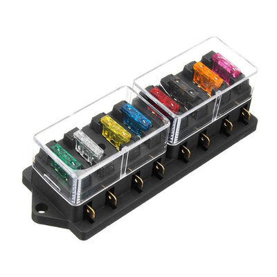 PA66 6.3mm Auto Fuse Block 8 Way Waterproof Blade Fuse Holder For RV