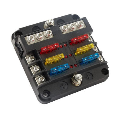 Blade Fuse Block 12 Volt Fuse Box Holder 6 Circuits Negative Bus Terminal Block With LED Indicator Damp Proof